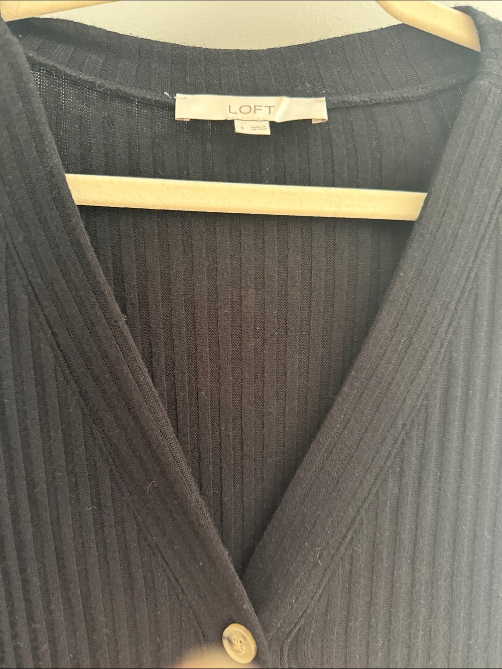Loft Long Black Ribbed Button-Front Dress - Picture 2 of 2